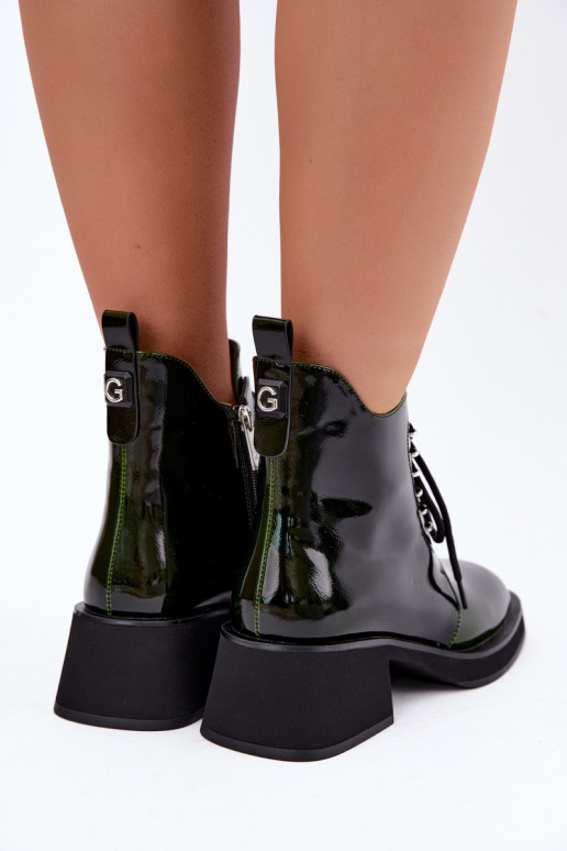 Bottines isolées en simili cuir avec effet verni Klocke GOE UU2N4129 kaki