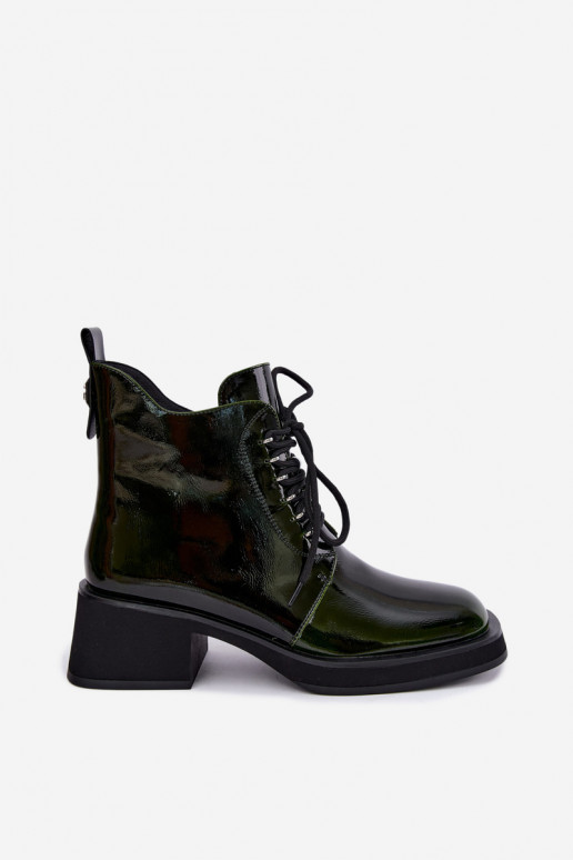 Bottines isolées en simili cuir avec effet verni Klocke GOE UU2N4129 kaki