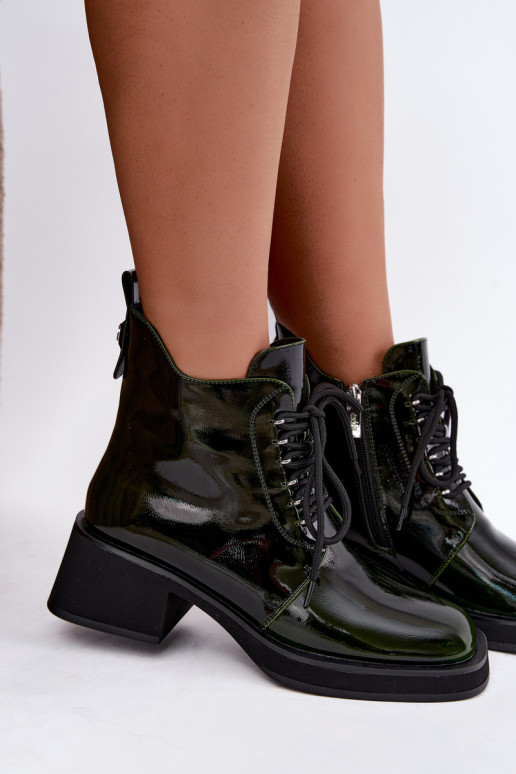 Bottines isolées en simili cuir avec effet verni Klocke GOE UU2N4129 kaki