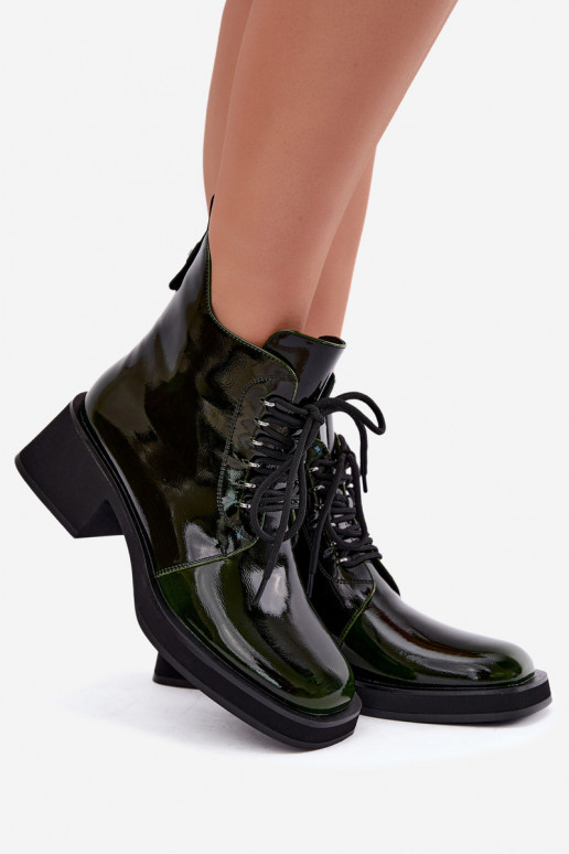Bottines isolées en simili cuir avec effet verni Klocke GOE UU2N4129 kaki