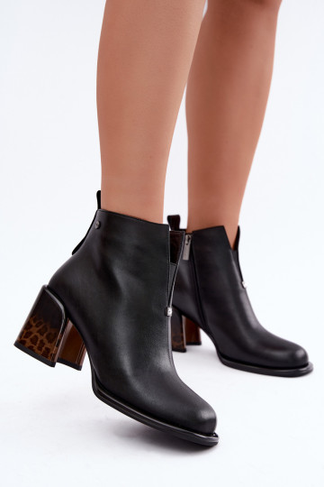 Bottines isolées pour femmes en simili cuir avec talons GOE UU2N4204 noires 2
