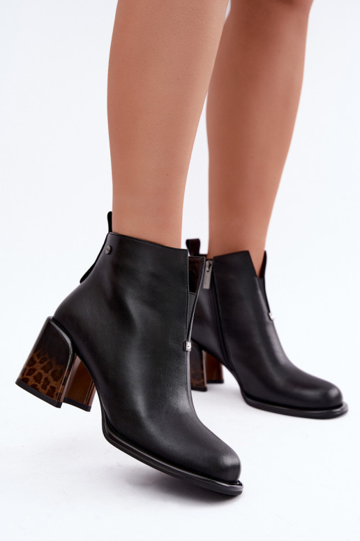 Bottines isolées pour femmes en simili cuir avec talons GOE UU2N4204 noires