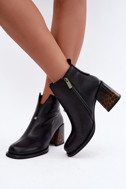 Bottines isolées pour femmes en simili cuir avec talons GOE UU2N4204 noires