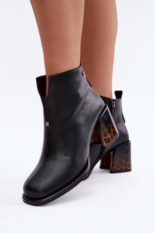 Bottines isolées pour femmes en simili cuir avec talons GOE UU2N4204 noires