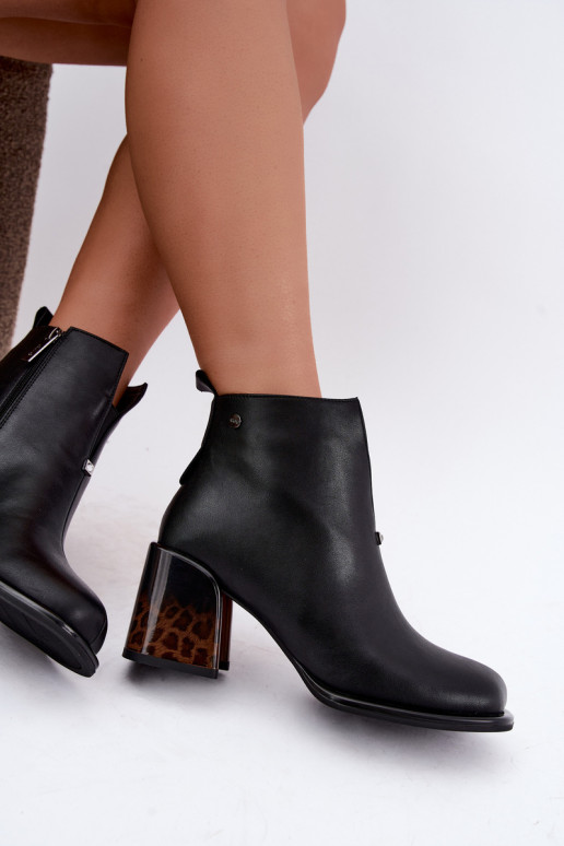 Bottines isolées pour femmes en simili cuir avec talons GOE UU2N4204 noires
