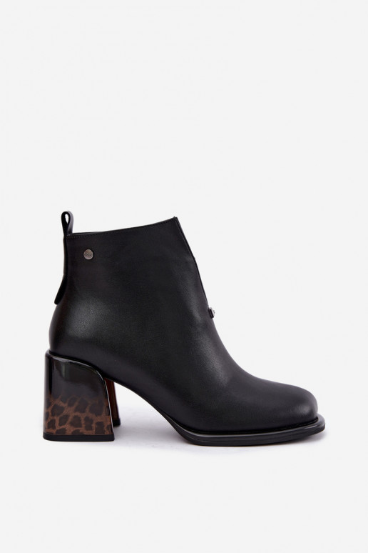 Bottines isolées pour femmes en simili cuir avec talons GOE UU2N4204 noires