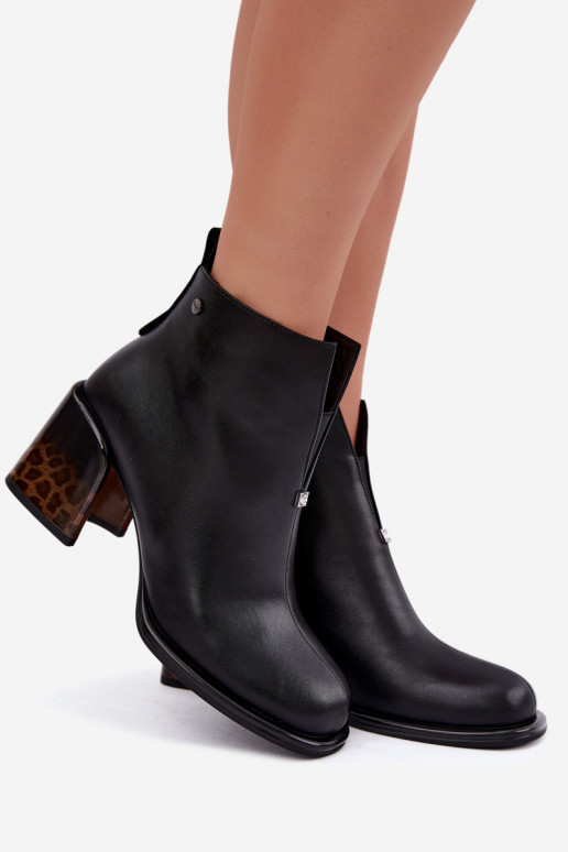 Bottines isolées pour femmes en simili cuir avec talons GOE UU2N4204 noires