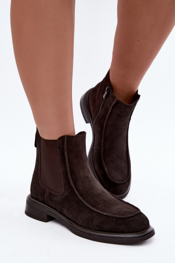 Bottines isolées pour femmes en daim synthétique Sergio Leone BT-31 chocolat