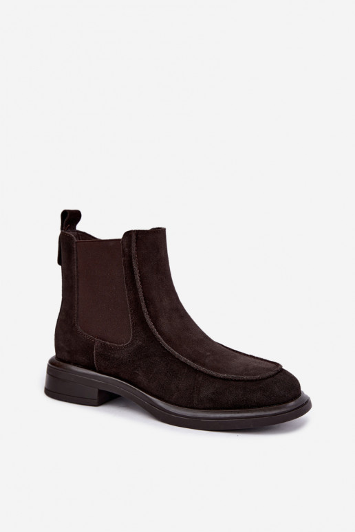 Bottines isolées pour femmes en daim synthétique Sergio Leone BT-31 chocolat