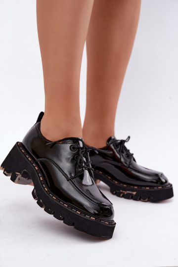 Mocassins en cuir verni pour femmes Klocke Artiker 59C0279 noirs 2
