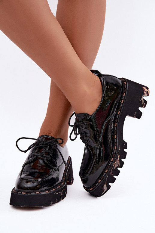 Mocassins en cuir verni pour femmes Klocke Artiker 59C0279 noirs