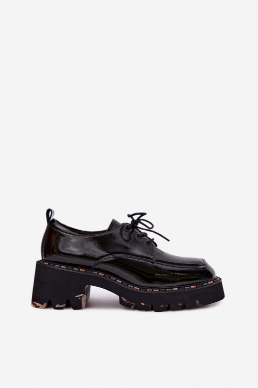 Mocassins en cuir verni pour femmes Klocke Artiker 59C0279 noirs