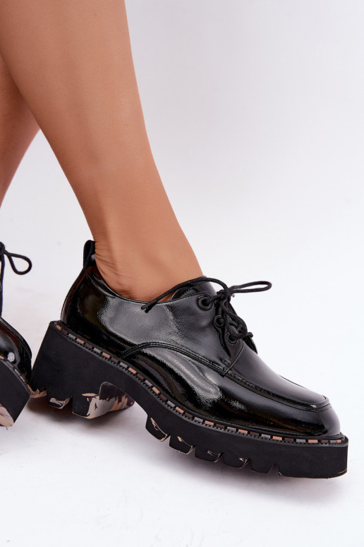 Mocassins en cuir verni pour femmes Klocke Artiker 59C0279 noirs