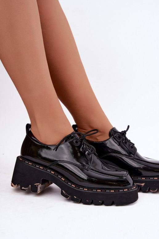 Mocassins en cuir verni pour femmes Klocke Artiker 59C0279 noirs