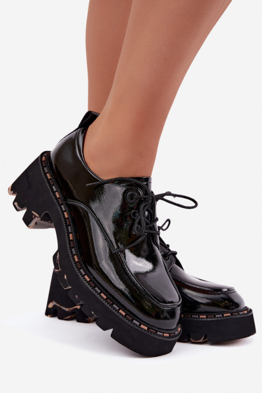 Mocassins en cuir verni pour femmes Klocke Artiker 59C0279 noirs