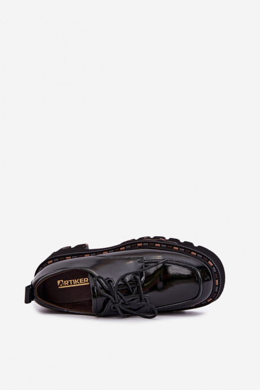 Mocassins en cuir verni pour femmes Klocke Artiker 59C0279 noirs