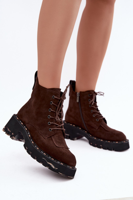 Bottines isolées en daim synthétique Artiker 59C0247 chocolat