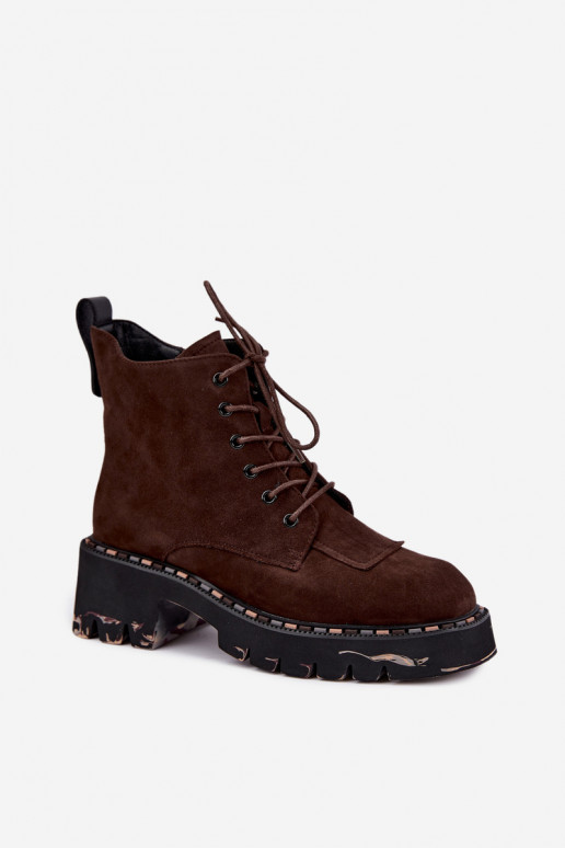 Bottines isolées en daim synthétique Artiker 59C0247 chocolat