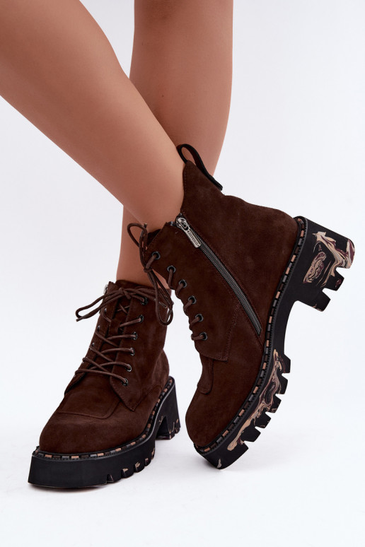 Bottines isolées en daim synthétique Artiker 59C0247 chocolat