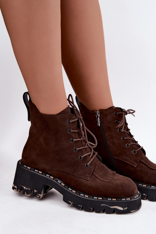 Bottines isolées en daim synthétique Artiker 59C0247 chocolat