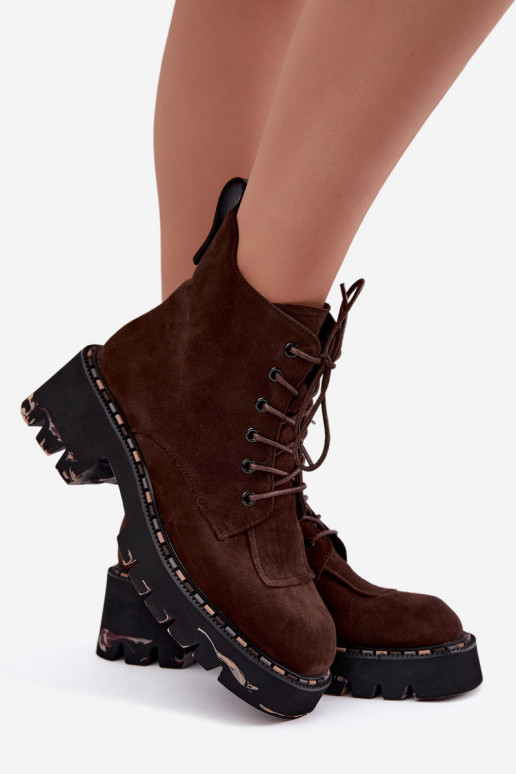 Bottines isolées en daim synthétique Artiker 59C0247 chocolat