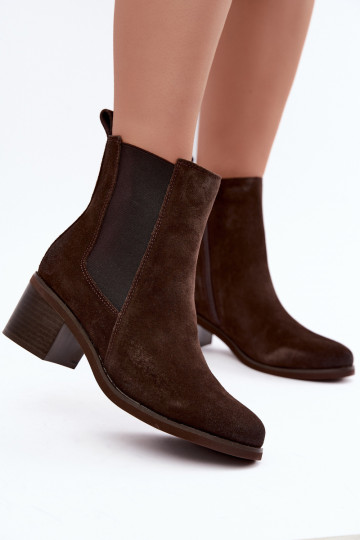 Bottines isolées élégantes en daim synthétique Klocke Vinceza 133105 chocolat 2