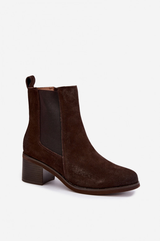 Bottines isolées élégantes en daim synthétique Klocke Vinceza 133105 chocolat