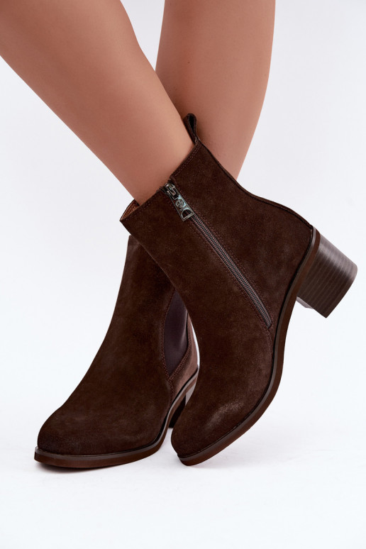 Bottines isolées élégantes en daim synthétique Klocke Vinceza 133105 chocolat