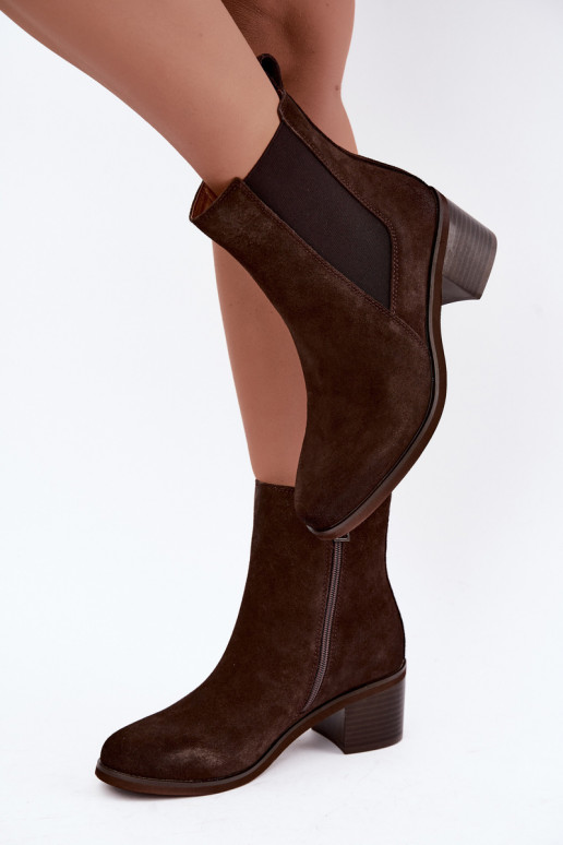 Bottines isolées élégantes en daim synthétique Klocke Vinceza 133105 chocolat
