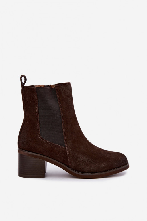Bottines isolées élégantes en daim synthétique Klocke Vinceza 133105 chocolat