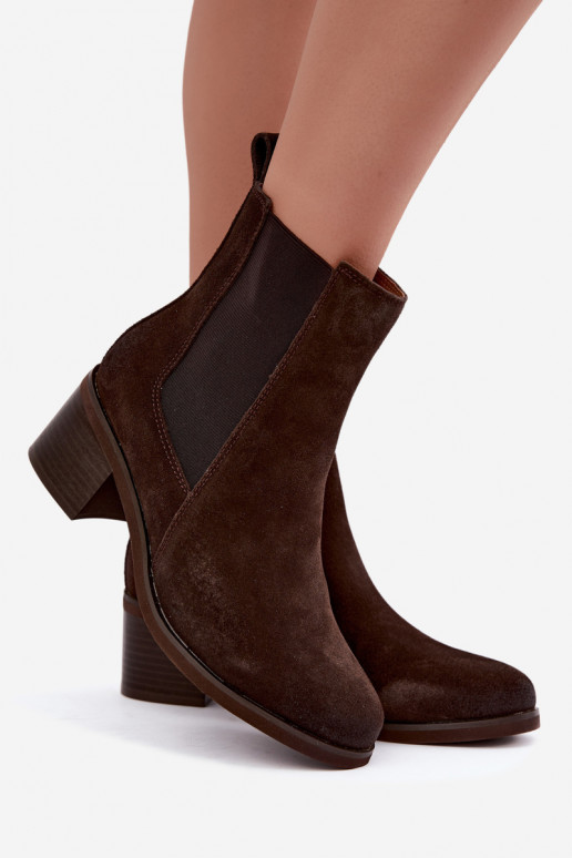 Bottines isolées élégantes en daim synthétique Klocke Vinceza 133105 chocolat