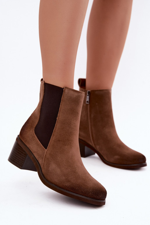 Bottines isolées élégantes en daim synthétique Klocke Vinceza 133105 marron