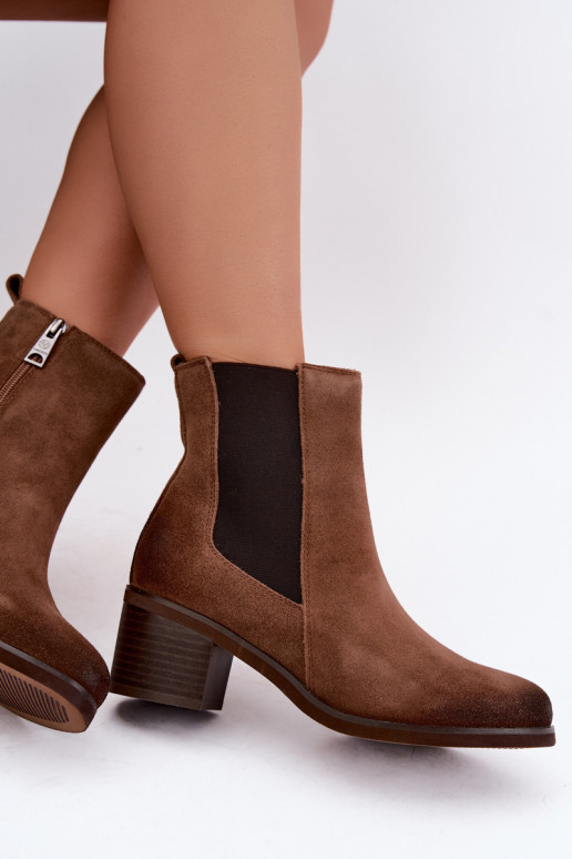 Bottines isolées élégantes en daim synthétique Klocke Vinceza 133105 marron