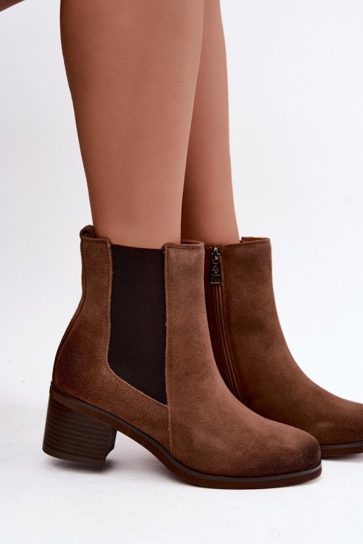 Bottines isolées élégantes en daim synthétique Klocke Vinceza 133105 marron