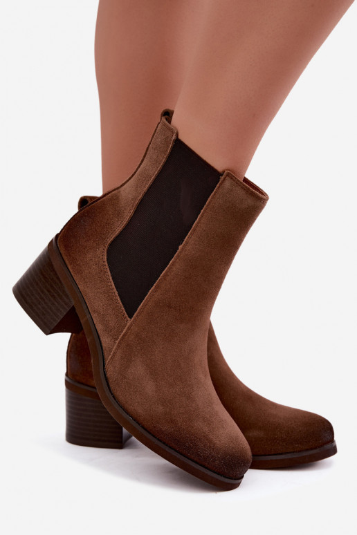 Bottines isolées élégantes en daim synthétique Klocke Vinceza 133105 marron