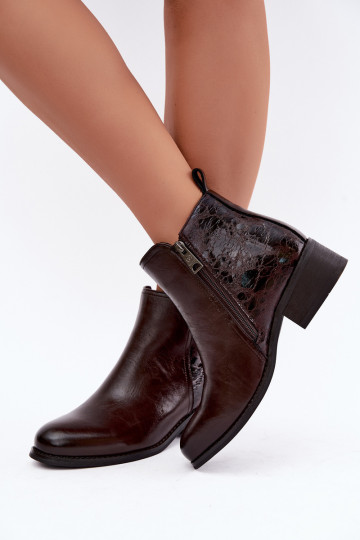 Bottines isolées en simili cuir avec petit talon Vinceza 133133 chocolat 2