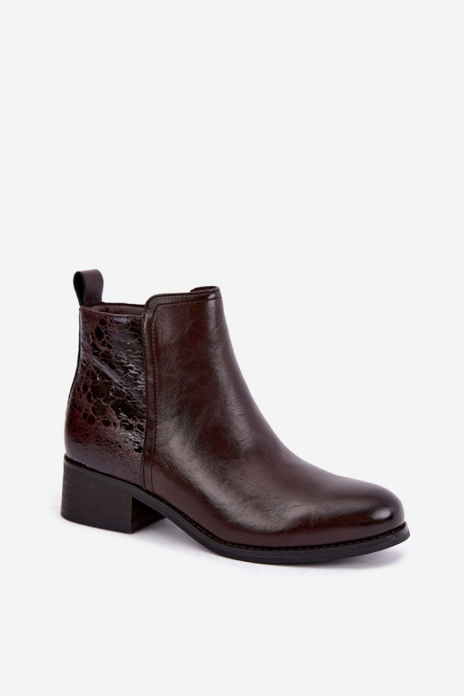 Bottines isolées en simili cuir avec petit talon Vinceza 133133 chocolat
