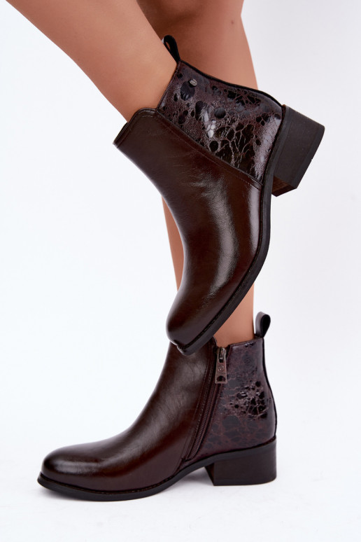 Bottines isolées en simili cuir avec petit talon Vinceza 133133 chocolat