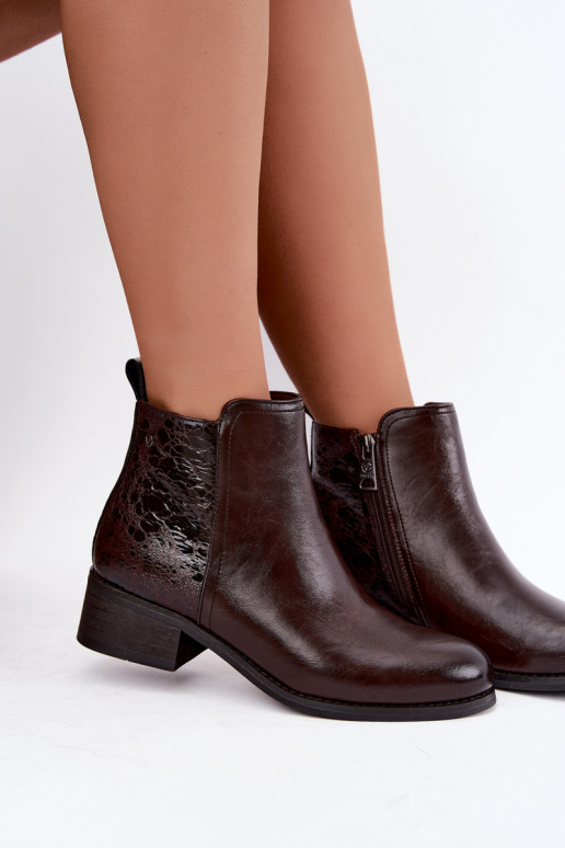 Bottines isolées en simili cuir avec petit talon Vinceza 133133 chocolat