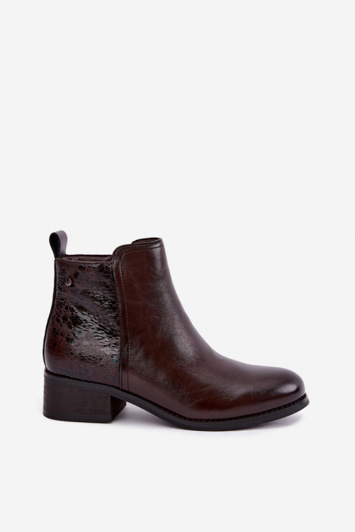 Bottines isolées en simili cuir avec petit talon Vinceza 133133 chocolat