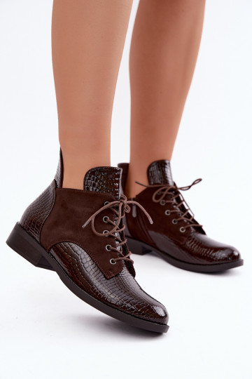 Bottines isolées avec design en relief Vinceza 16524 chocolat