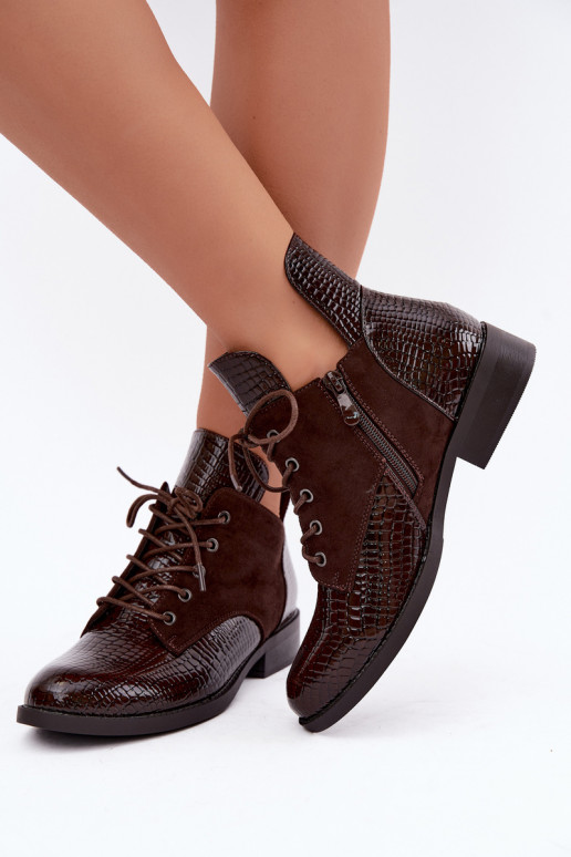 Bottines isolées avec design en relief Vinceza 16524 chocolat