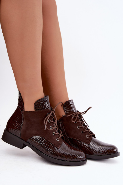 Bottines isolées avec design en relief Vinceza 16524 chocolat