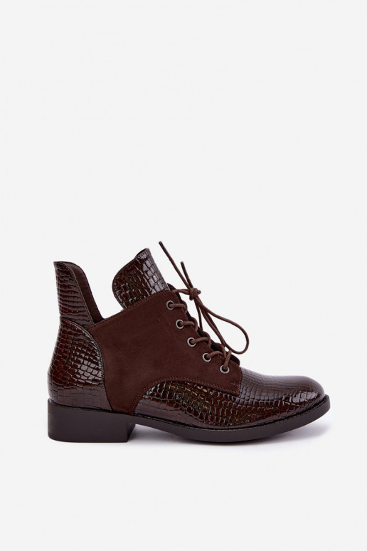 Bottines isolées avec design en relief Vinceza 16524 chocolat