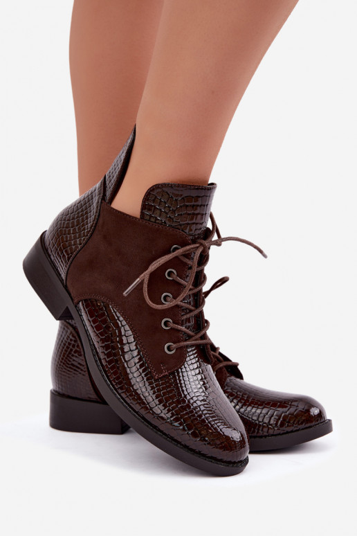 Bottines isolées avec design en relief Vinceza 16524 chocolat