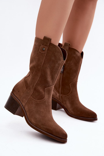 bottines isolées de style cowboy avec talons Vinceza 133106 en marron