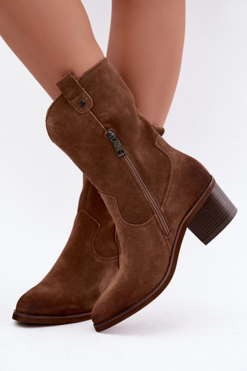 bottines isolées de style cowboy avec talons Vinceza 133106 en marron 2