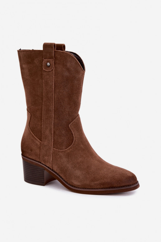 bottines isolées de style cowboy avec talons Vinceza 133106 en marron