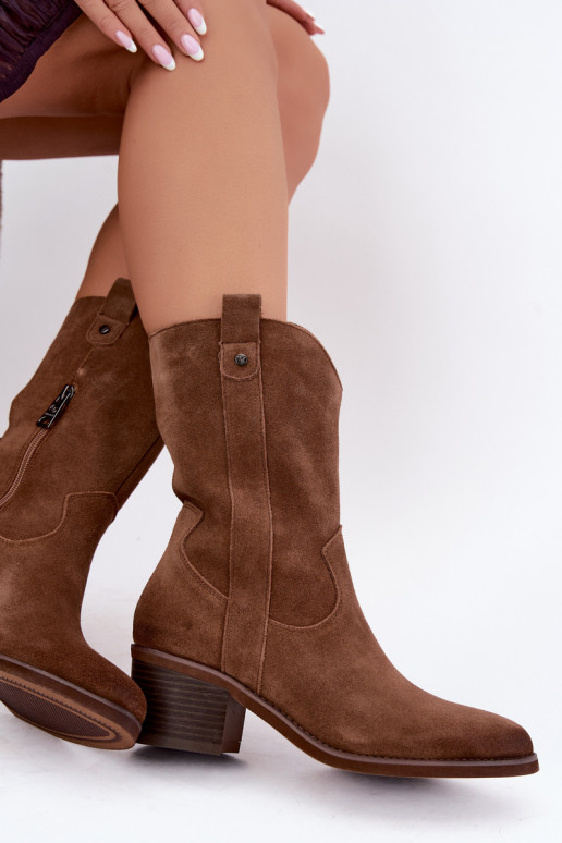bottines isolées de style cowboy avec talons Vinceza 133106 en marron