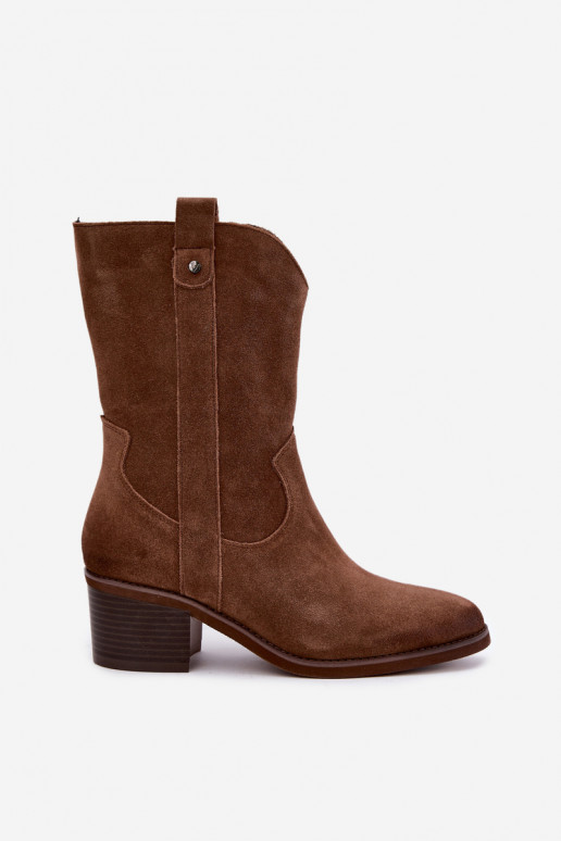 bottines isolées de style cowboy avec talons Vinceza 133106 en marron